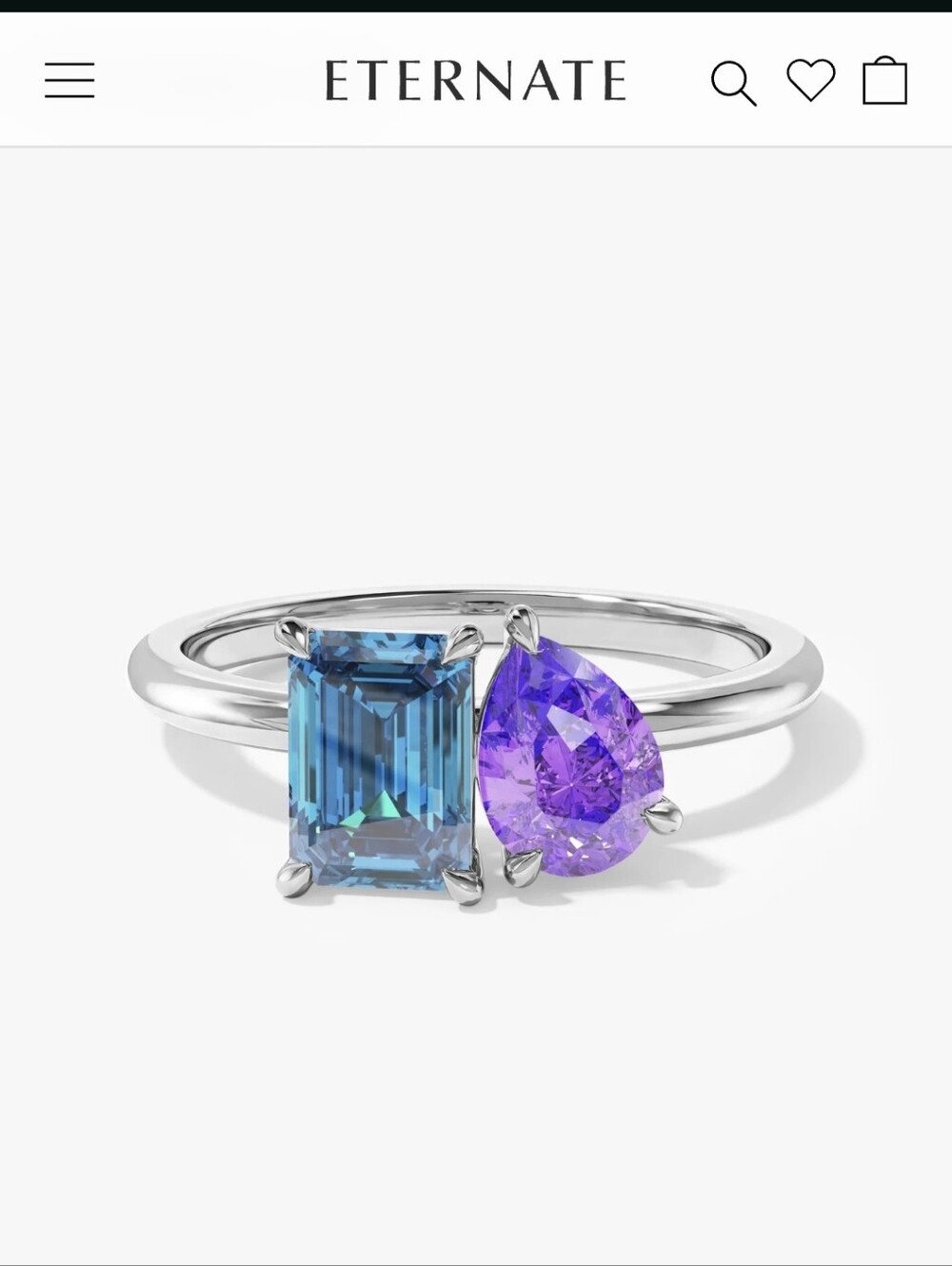 Eternate Sterling Silver Toi Et Moi Birthstone Amethyst/topaz Ring